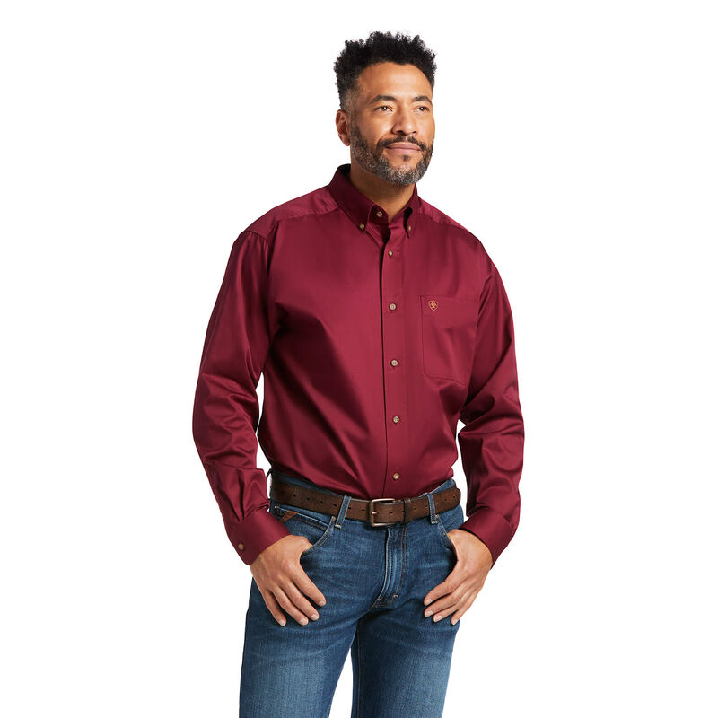 Ariat Hemden Herren - Solid Twill Classic Fit Bordeaux ( QKLSA-4162 )